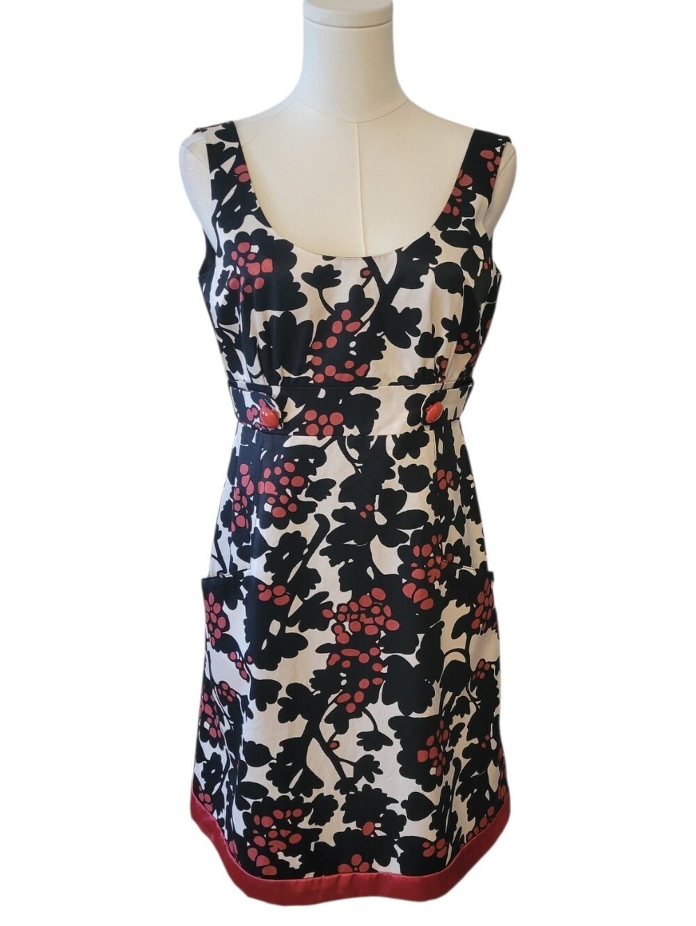 Jade Black &‎ Cream Grape Pattern Sleeveless Fit & Flare Dress Size 4